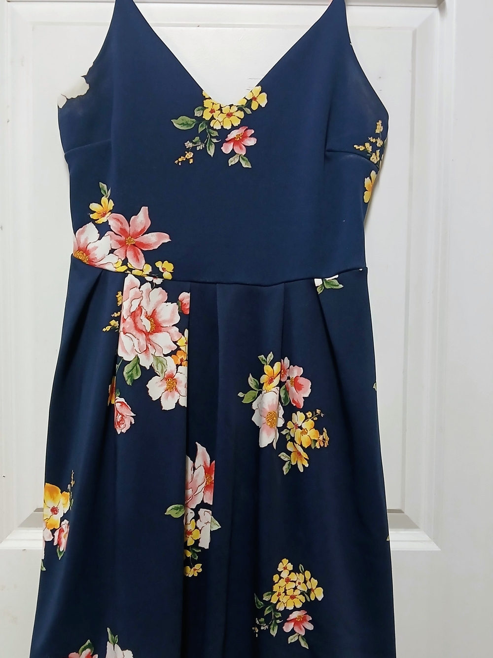 Soprano Navy Floral Spaghetti-Strap Fit & Flare Dress
